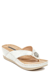 Good Choice New York Dafni Snake Embossed Thong Wedge Sandal In White