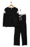 Flora By Flora Nikrooz Alexandra Long Sleeve Top & Pants 2-piece Pajama Set In Black