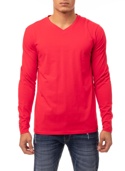 X-ray V-neck Long Sleeve T-shirt In Racer Red