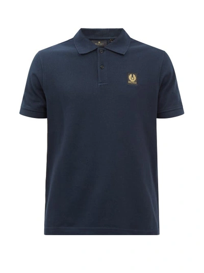 Belstaff Logo-patch Regular-fit Cotton Polo Shirt In Navy