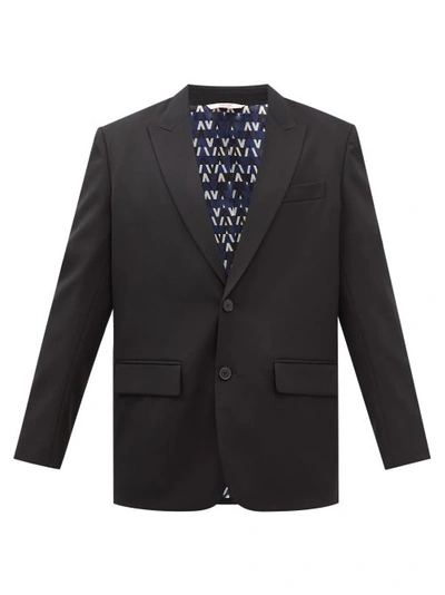 Valentino Single-breasted Virgin Wool-blend Blazer In Black