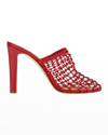 Ferragamo Ellas X5 Caged Leather Heel Mules In Lipstick