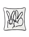 Hunt Slonem Hand-embroidered Silk 2 Bunny Pillow