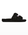 Balenciaga Political Campaign Furry Slides In Nero/rouge