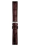 Tissot 20mm Croc Embossed Leather Watchband In Brown/ Silver