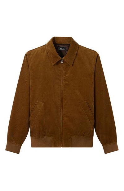 Apc Gilles Logo-embroidered Corduroy Jacket In Brown