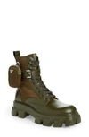 Prada Monolith Mini Bag Lug Sole Combat Boot In Militare