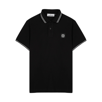 Stone Island Mens Black Brand-patch Regular-fit Stretch-cotton Polo Shirt Xl