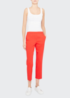 Theory Treeca Good Linen Cropped Pull-on Ankle Pants In Poppy