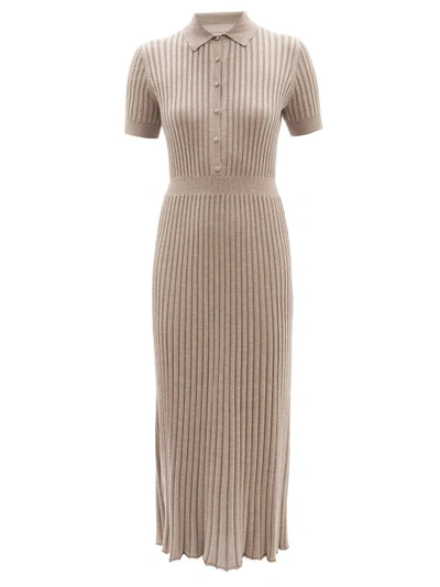 Gabriela Hearst Amor Ribbed Silk And Cashmere-blend Midi Dress In Oatmeal