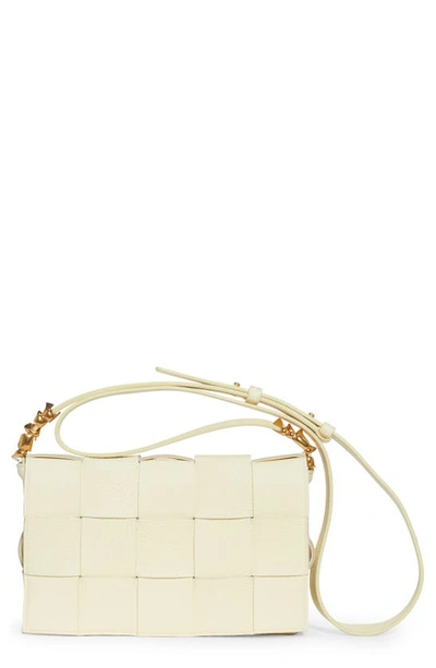Bottega Veneta Cassette Intrecciato Leather Crossbody Bag In Zest Washed Gold