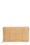 Bottega Veneta Intrecciato Leather Continental Wallet In Almond Gold