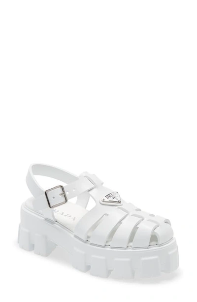 Prada Monolith Fisherman Sandal In Bianco