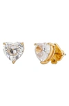 Kate Spade My Love Heart Metal And Cubic Zirconia Earrings In Clear Gold