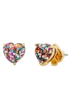 Kate Spade Gold-tone Stone Heart Stud Earrings In Multi