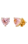 Kate Spade My Love Heart Metal And Cubic Zirconia Earrings In Pink.