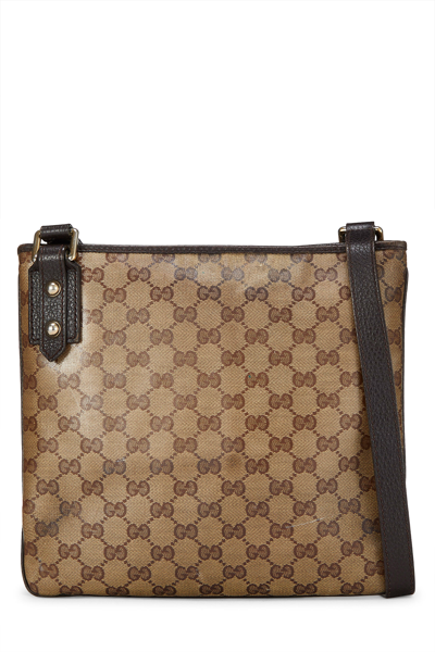 Pre-owned Gucci Original Gg Crystal Canvas Zip Messenger Small