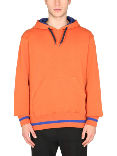 Ps By Paul Smith Ps Paul Smith Happy Print Drawstring Hoodie In Orange