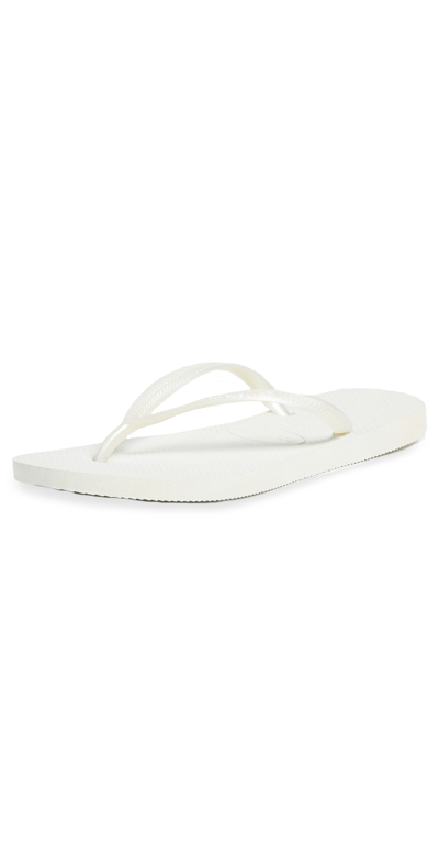 Havaianas Slim纹理人字拖 In White