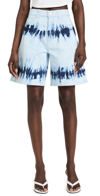 Stella Mccartney Denim Bermuda Shorts With Tie-dye Effect - Atterley In Denim