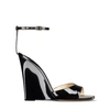 Jimmy Choo Brien 110 Patent Wedge Sandals In Black