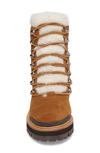 Marc Fisher Ltd Izzie Genuine Shearling Lace-up Boot In Cognac Suede