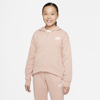 Nike Sportswear Club Fleece Big Kids' Full-zip Hoodie In Rose Whisper,white