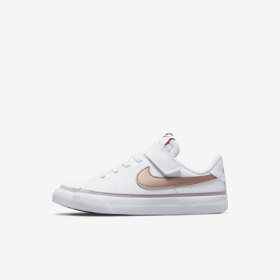 Nike Court Legacy Little Kids' Shoes In White,mint Foam,amethyst Ash,metallic Red Bronze