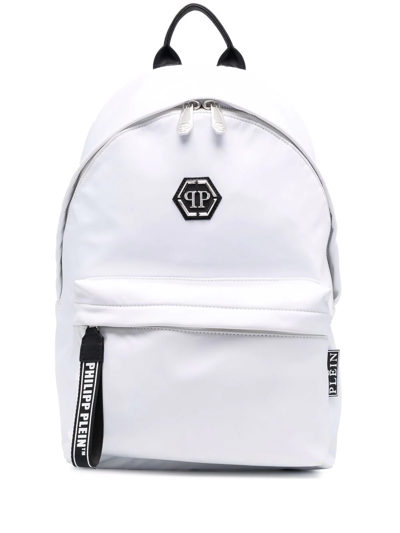 Philipp Plein Hexagon Logo Backpack In White