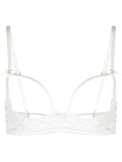 Fleur Du Mal Charlotte Peekaboo Bra In White