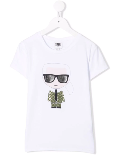 Karl Lagerfeld Kids' Karl Motif 印花t恤 In White