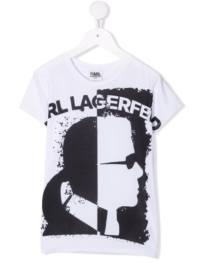 Karl Lagerfeld Kids' Logo圆领t恤 In White