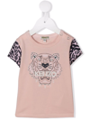 Kenzo Pink T-shirt For Baby Girl With Tiger In Pink
