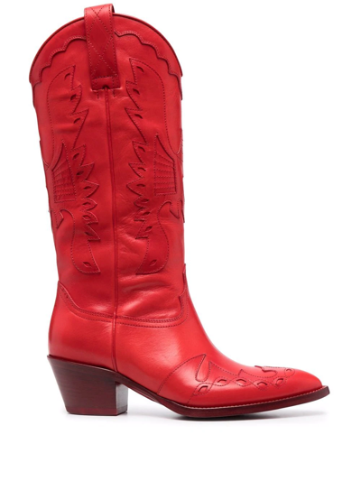 Buttero Knee-length Cowboy Boots In Red