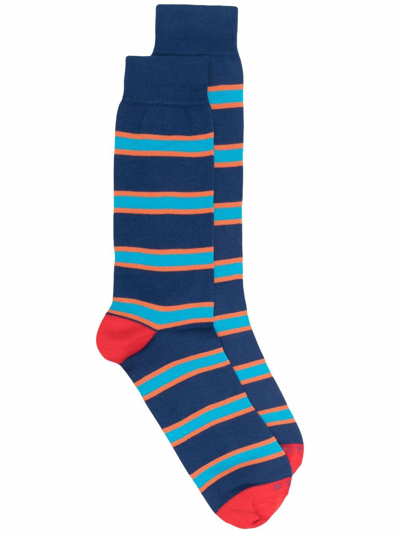 Etro Stripe Print Socks In Blue