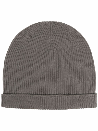 Rick Owens Ribbed-knit Wool Beanie In Grau