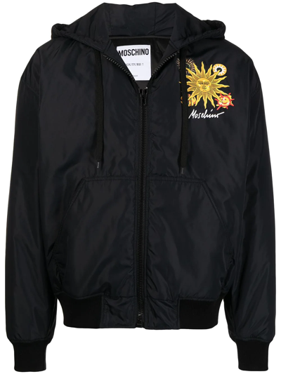 Moschino Sun-print Puffer Jacket In Black