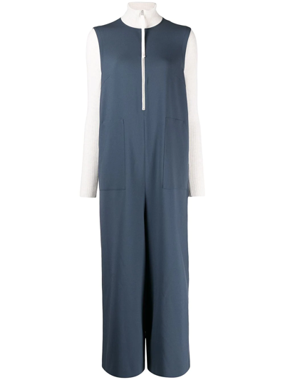 Enföld High-neck Two-tone Jumpsuit In Blue