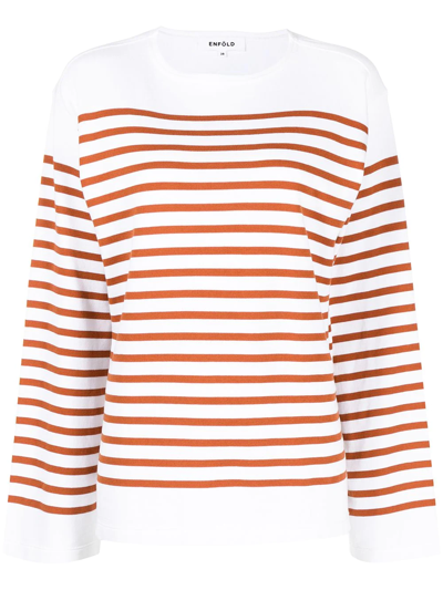 Enföld Stripe Print Sweatshirt In White