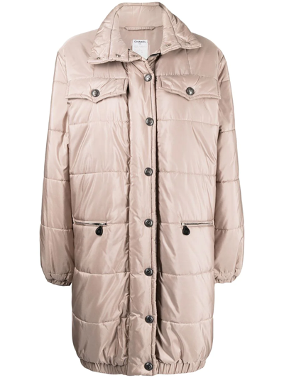 Pre-owned Chanel 1996 Cc-buttons Puffer Coat In Pink