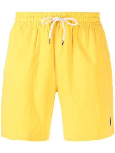 Polo Ralph Lauren Logo Drawstring Swim Shorts In Yellow & Orange