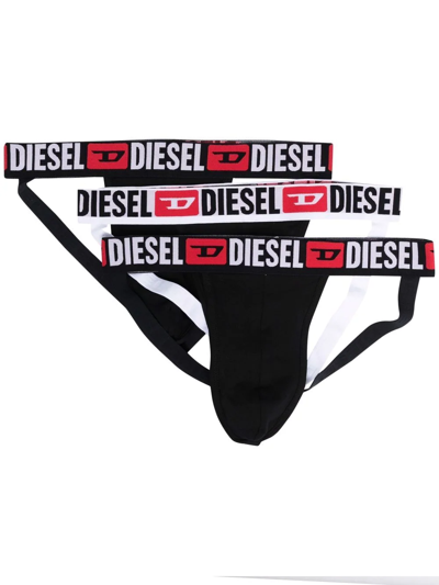 Diesel Logo-waistband Briefs Set Of 3 In Black