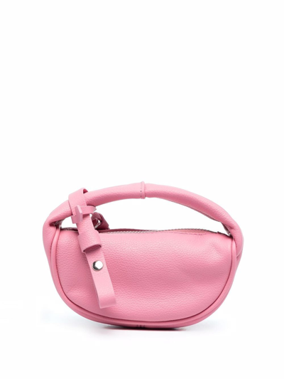 By Far Mini Micro Cush Grained Leather Tote Bag In Pink