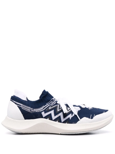 Missoni Zig-zag Knit Low-top Trainers In Blue & White