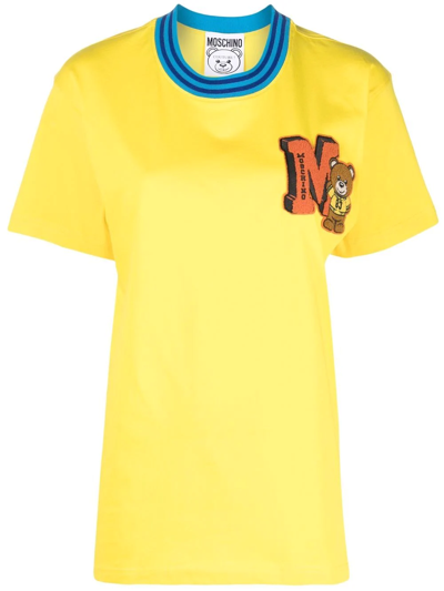 Moschino Cotton Logo Print T-shirt In Yellow
