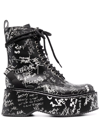 DSQUARED2 GRAPHIC-PRINT LACE-UP BOOTS