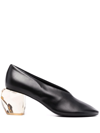 Jil Sander Perspex Block Heel Round-toe Pumps In Schwarz