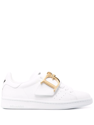 Dsquared2 Logo Plaque Strap Sneakers In White