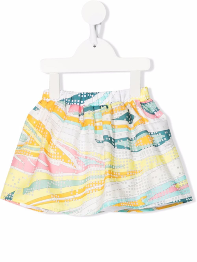 Emilio Pucci Junior Babies' Onde-print Flared Skirt In Yellow