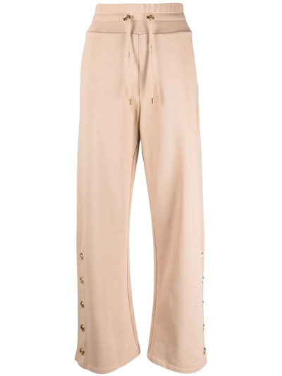 Balmain Side-button Detail Trousers In Neutrals